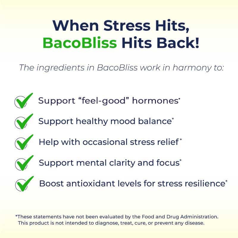 BacoBliss I Scientifically Tested Mood Support Formula I With 10+ powerful ingredients like Mucuna pruriens, Bacopa monnieri, 5-HTP and more for Calm, Relaxation and Occasional Stress Relief - Pack of 2 - Image 3
