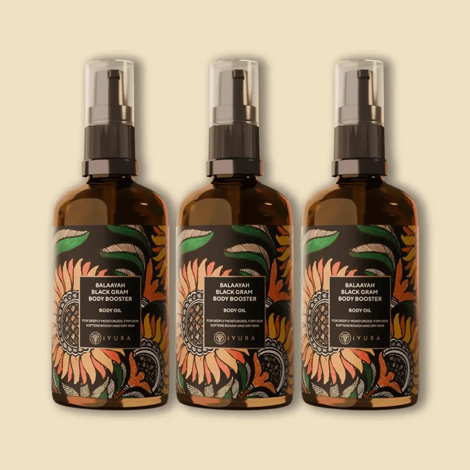 Balaayah Black Gram Body Booster - An Ayurvedic Body Moisturizing Oil for Dry, Aging, Mature Skin - Pack of 3