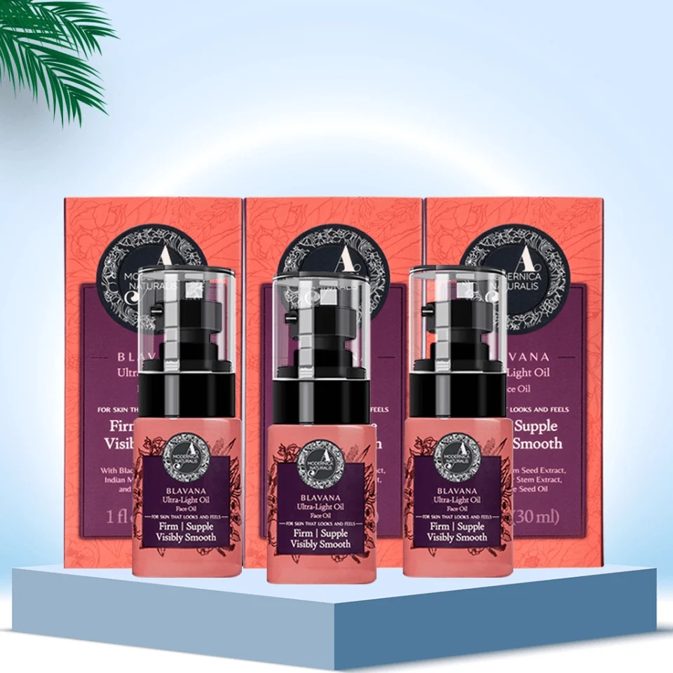 Blavana Ultra-Light Face Oil – Moisturizes, Softens, Firms Dry, Aging, Crepey Skin - Revolutionary Formula with Black Gram – Best Face Oil for Firm, Supple and Smooth Looking Skin – Pack of 3