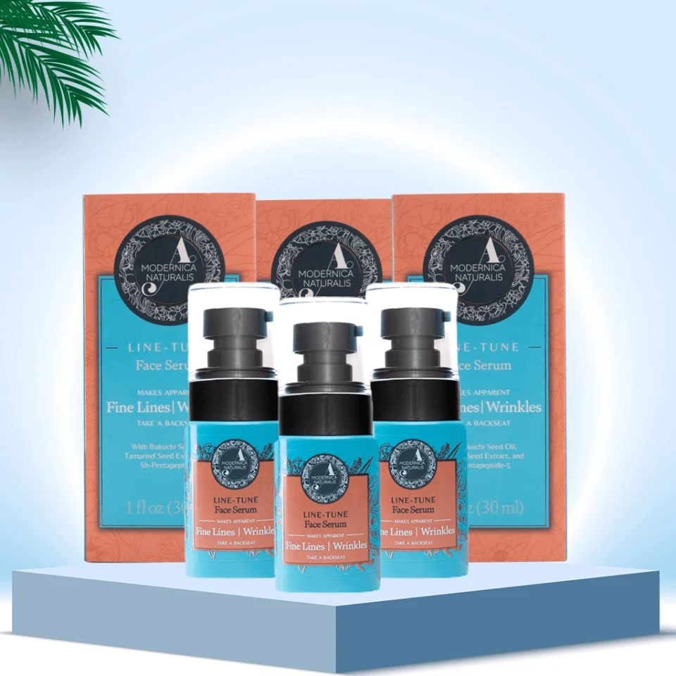 Line-Tune Face Serum – Reduces the Appearance of Fine Lines & Wrinkles – Hydrating Formula with Tamarind, Bakuchi, Arjuna, Guduchi & Peptides – Best Face Serum for Aging Skin with Fine Lines & Wrinkles - Pack of 3