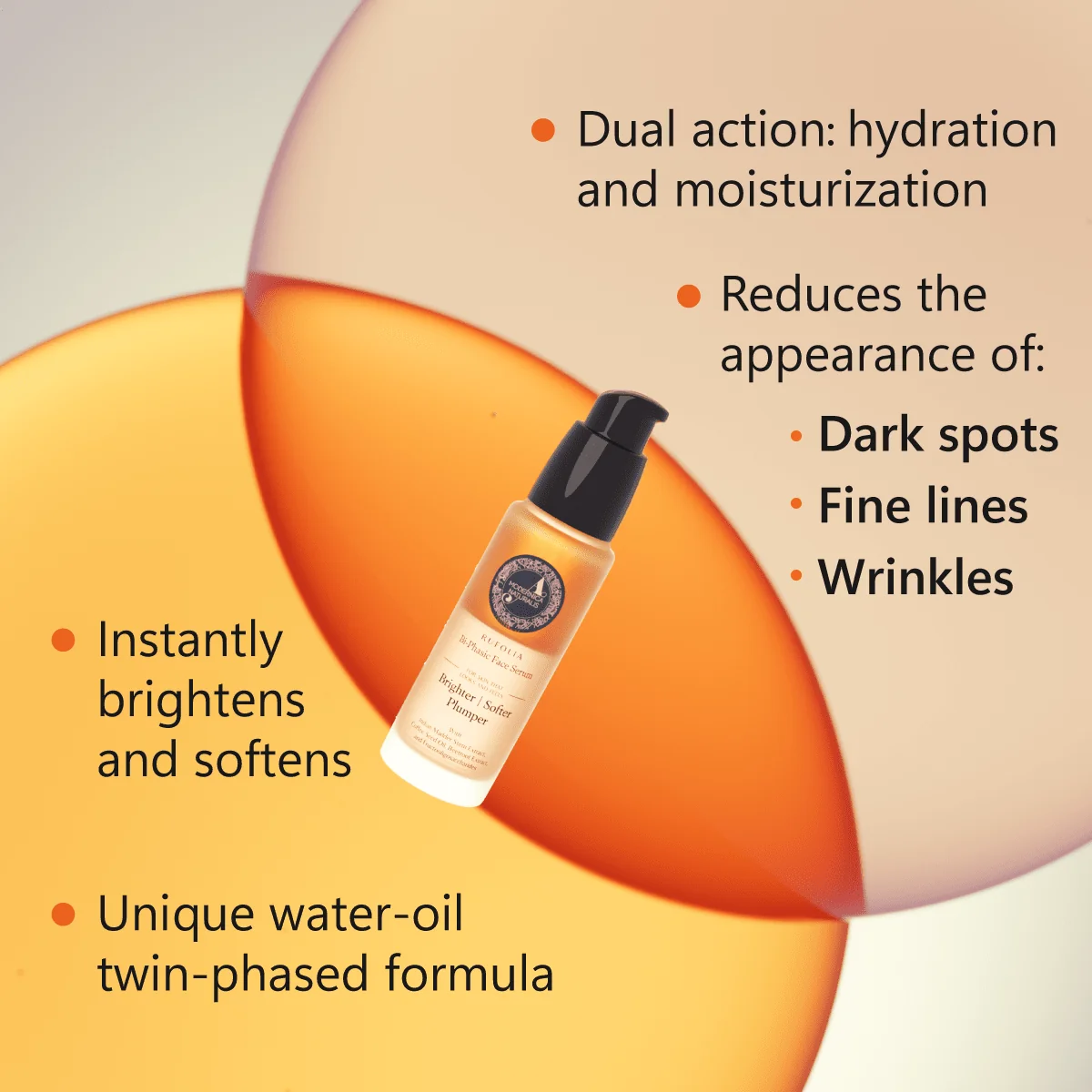 Rufolia Bi-Phasic Face Serum – Brightens, Softens and Plumps Dull, Crepey, Aging Skin – Water-Oil Hybrid Serum with Manjistha, Tomato, Coffee Seed & Plant-based Squalane – Best Bi-Phasic Face Serum For Mature Skin - With Clinically Proven Ingredients - Image 5