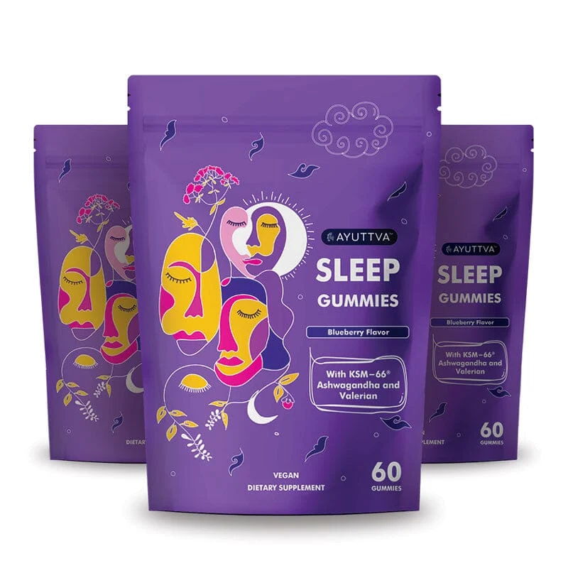 Sleep Gummies with KSM 66 Ashwagandha and Valerian Root for Blissful Sleep - Pack of 3