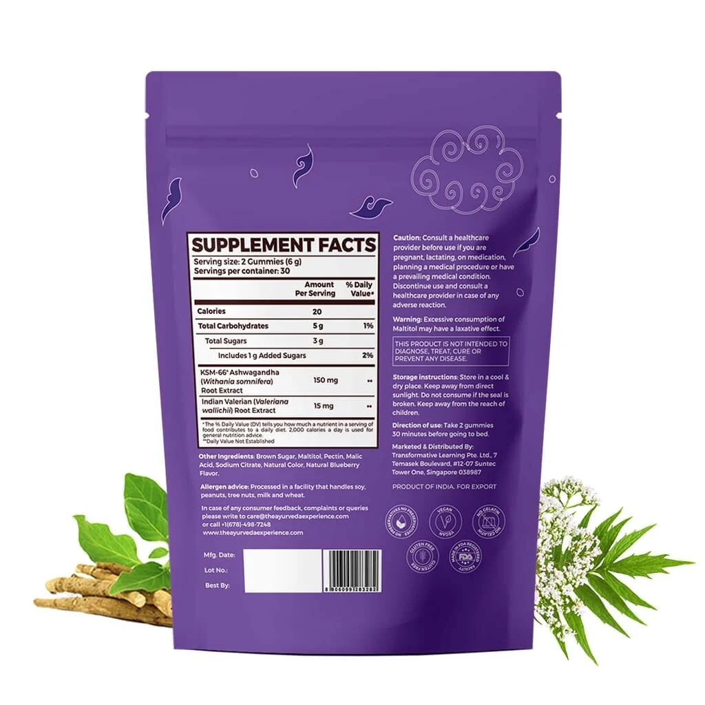 Sleep Gummies with KSM 66 Ashwagandha and Valerian Root for Blissful Sleep - Pack of 2 - Image 3