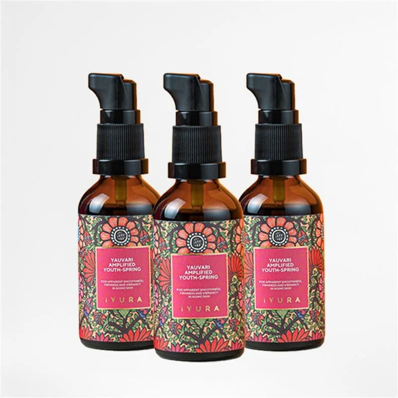 Yauvari Amplified Youth Spring - Face Moisturizing Oil - With Black Gram - Neck-Face-Décolleté Protein-Serum - Pack of 3